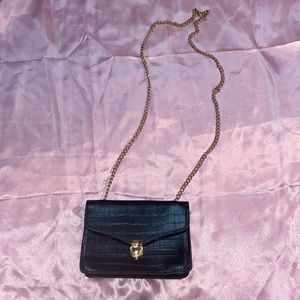 Black Lizard Skin Crossbody